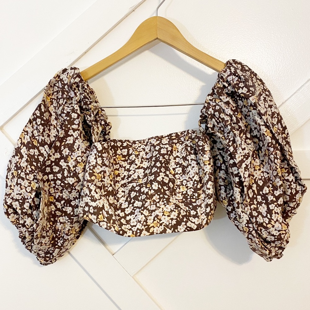 Shona Joy Floral Off Shoulder Corset Crop Top Sz 4